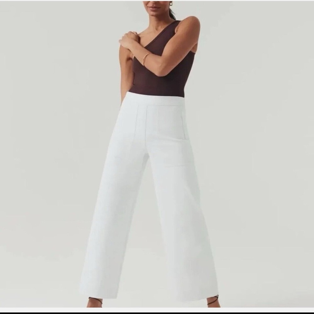 Spanx Cropped Wide Leg Pants Classic White